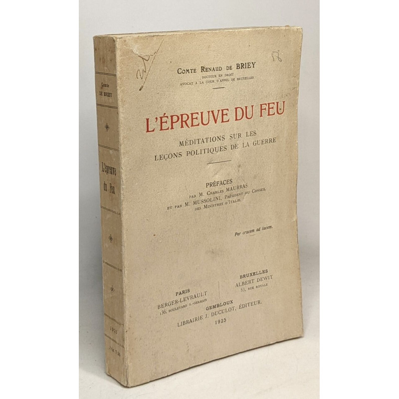 L'épreuve du feu - méditations sur les leçons politiques de la...