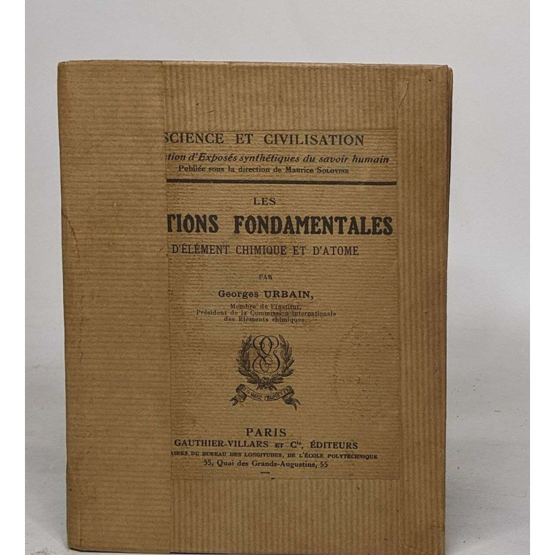 Les notions fondamentales d'élément chimique et d'atome