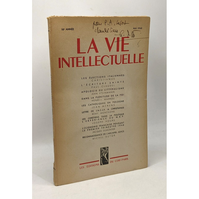La vie intellectuelle n°5 16e année - Mai 1948 - les élections...