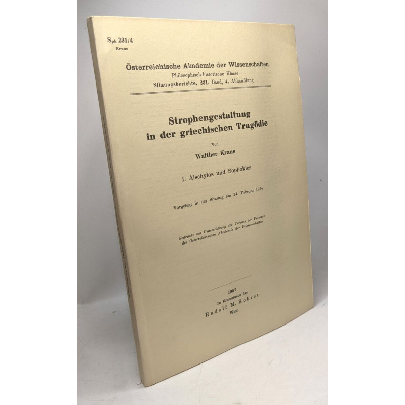 Strophengestaltung in der griechischen tragödie I. Aischylos und...