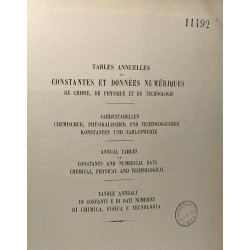 Tables annuelles de constantes et données numériques de chimie...