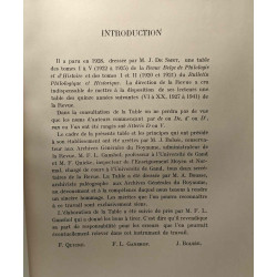 Table générale de la revue belge de philologie et d'histoire TOMES...