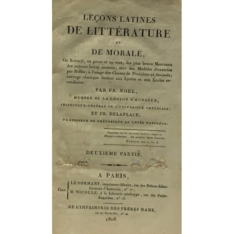 Leçons latines de littérature et de morale - deuxième partie