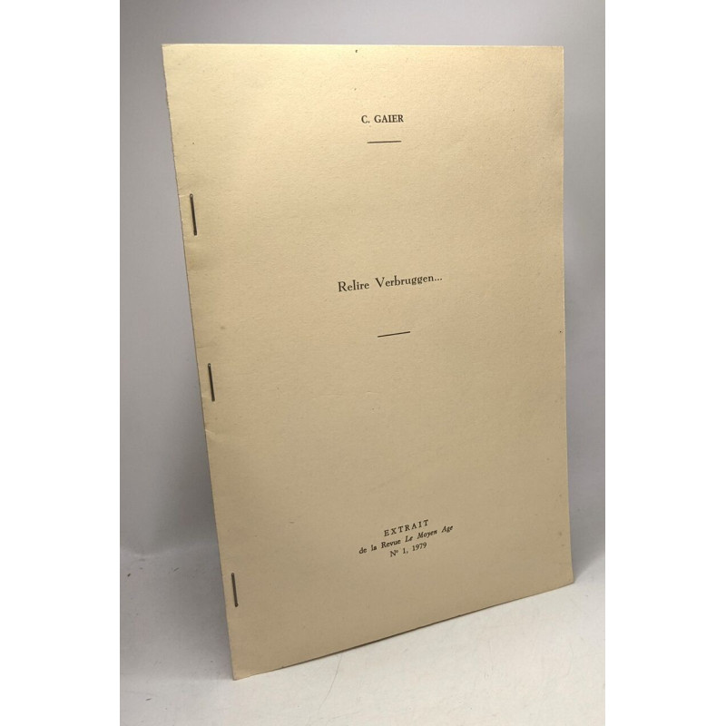 Relire Verbruggen... - EXTRAIT de la Revue Le Moyen Age n°1 1979