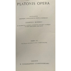 Platonis opera - TOMUS III - Tetralogias V-VII Continens
