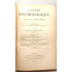 L'Année Psychologique Vingt et unième année (1914-1919)
