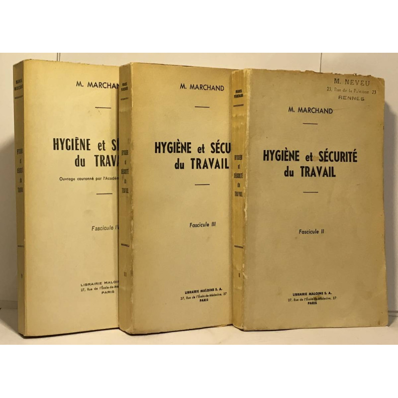 Hygiène et sécurité du travail - fascicule II III et IV --- trois...