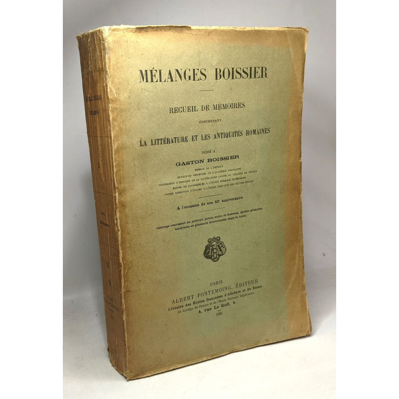 Mélanges Boissier - recueil de mémoires concernant la littérature...