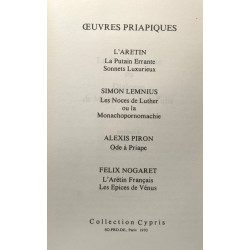 Oeuvres priapiques : La Putain errant sonnets luxurieux Les noces...