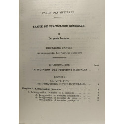 Traité de psychologie générale - TOME II: Le génie humain 2. Ses...