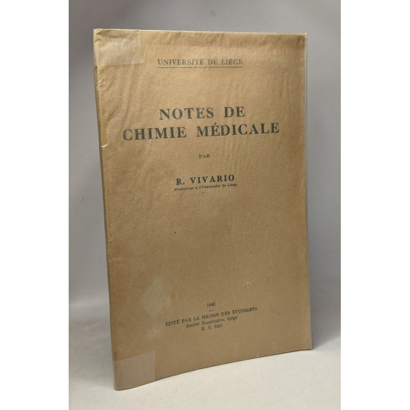 Notes de chimie médicale - université de Liège