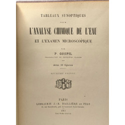 Tableaux synotpiques pour l'analyse chimique de l'eau et l'examen...