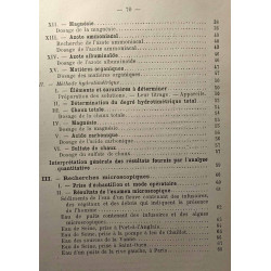 Tableaux synotpiques pour l'analyse chimique de l'eau et l'examen...