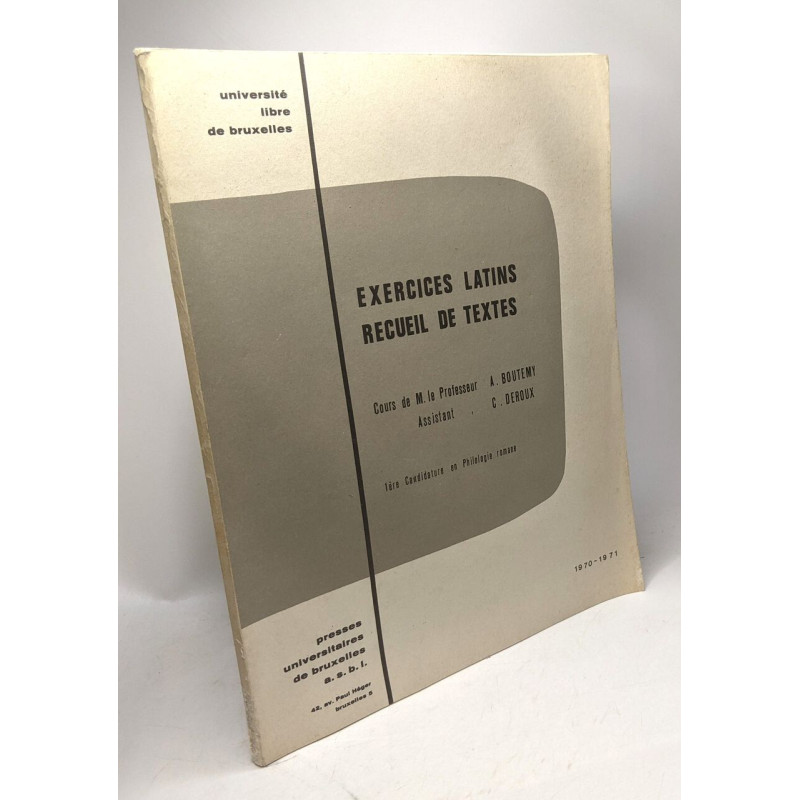 Exercices latins recueil de textes - Cours de M. Le Professeur...