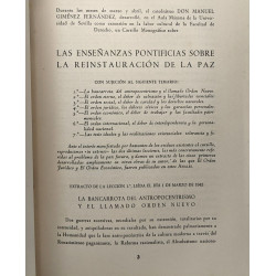 Las ensenanzas pontificas sobre la reinstauracion de la paz --- El...