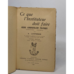 Ce que l'instituteur doit faire - guide administratif pratique