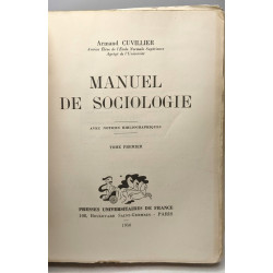 Manuel de sociologie - TOME PREMIER + TOME SECOND - avec notices...