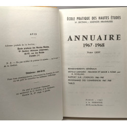 Annuaire 1967-1968 TOME LXXV + Annuaire 1968-1969 TOME LXXVI -...