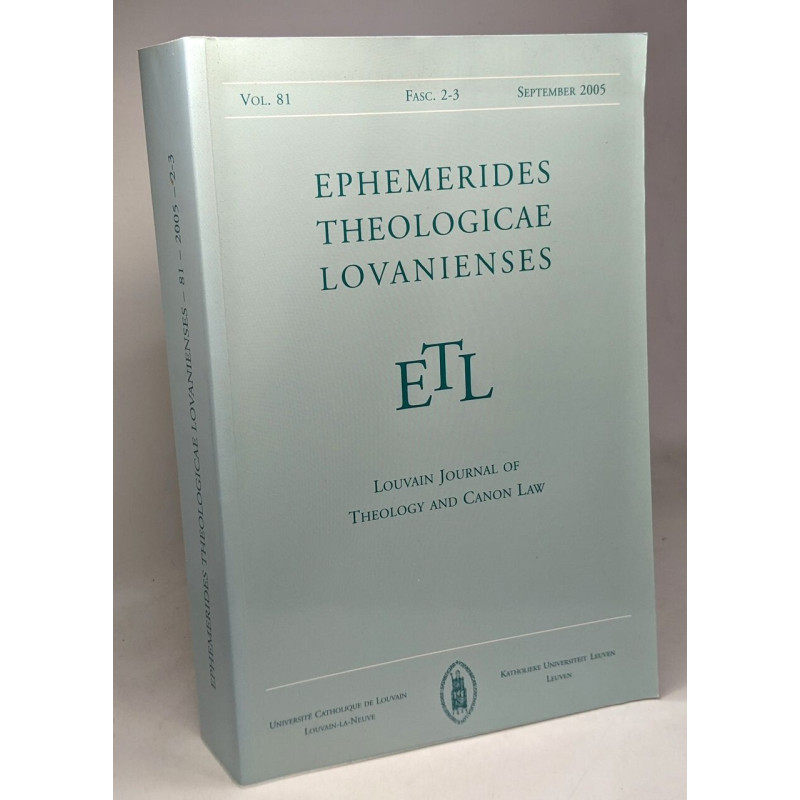Ephemerides theologicae lovanienses - ETL - Louvain Journal of...