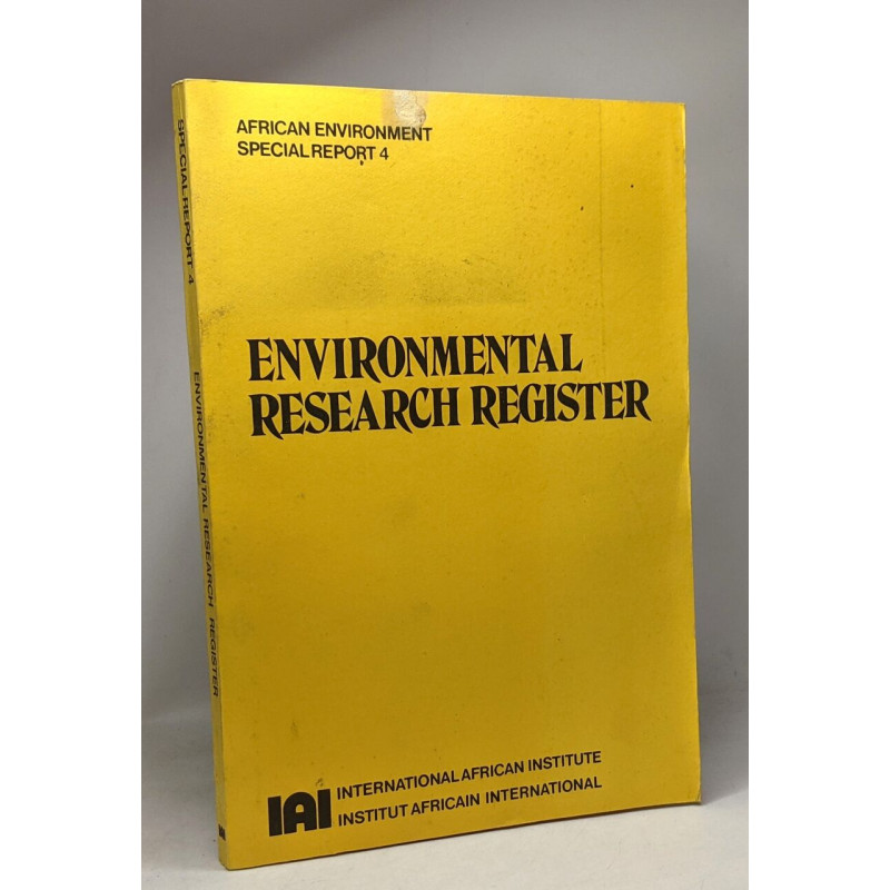 Environmental research register - african environment special report 4