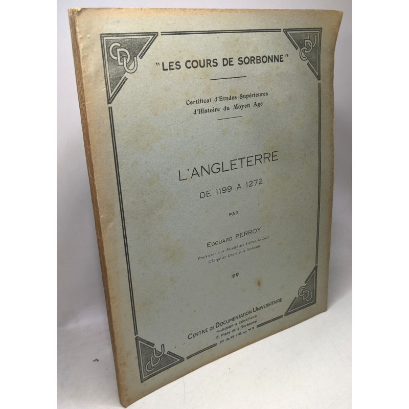 L'Angleterre de 1199 à 1272 / Les cours de la Sorbonne