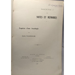 Esquisse d'une sociologie / Notes et Mémoires