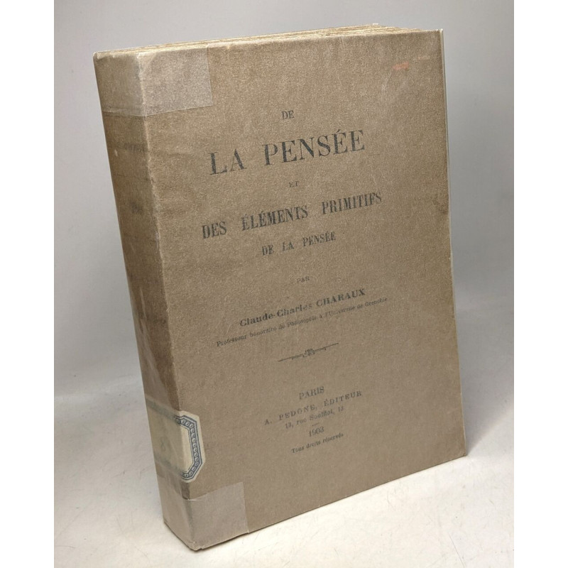 De la pensée et des éléments primitifs de la pensée