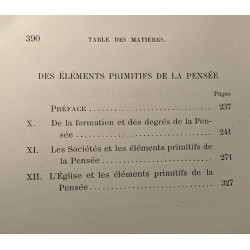 De la pensée et des éléments primitifs de la pensée