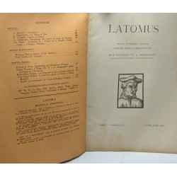 Latomus - revue d'études latines - TOME I fascicule 1 2 3 4 année 1937