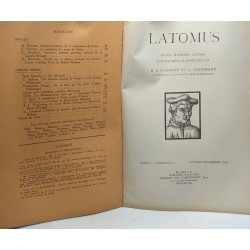 Latomus - revue d'études latines - TOME I fascicule 1 2 3 4 année 1937