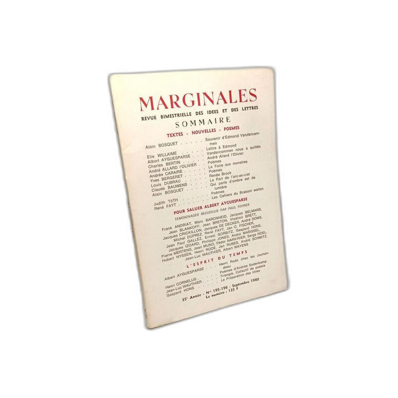 Marginales revue bimestrielle des idées et des lettres - 35e année...