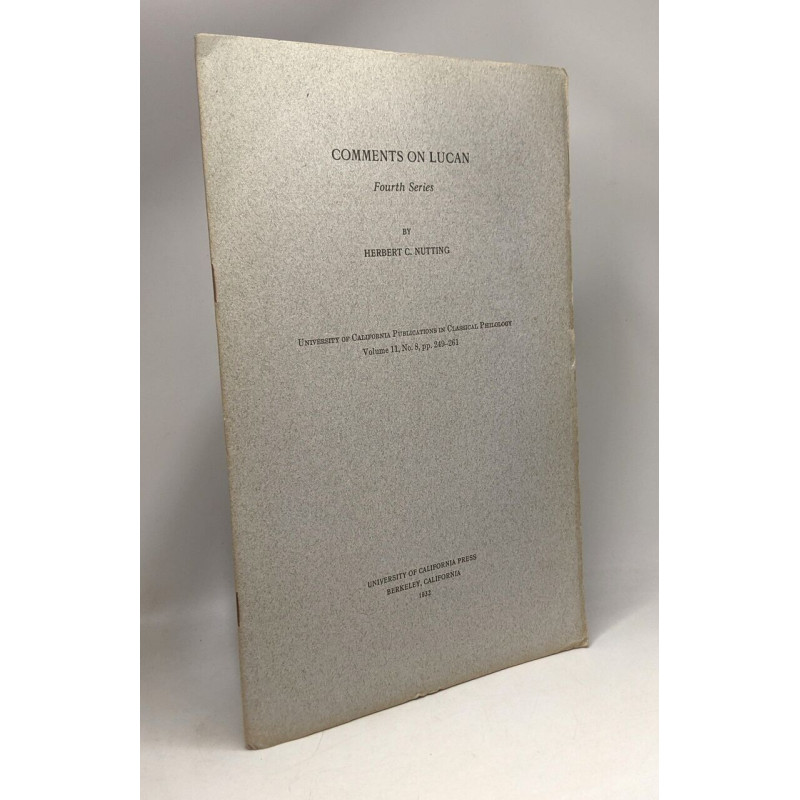 Comments on Lucan fourth series - Classical philology VOLUME 11...