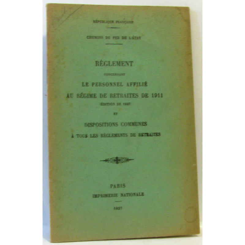 Règlement concernant le personnel affilié au régime de retraites...