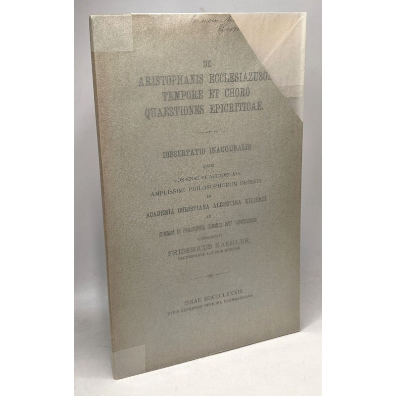 De aristophanis ecclesiazuson tempore et choro quaestiones...