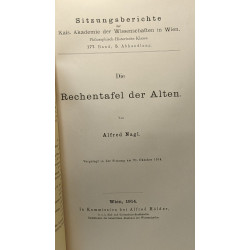 Die rechentafel der alten sitzungsberichte Kais. akademie der...