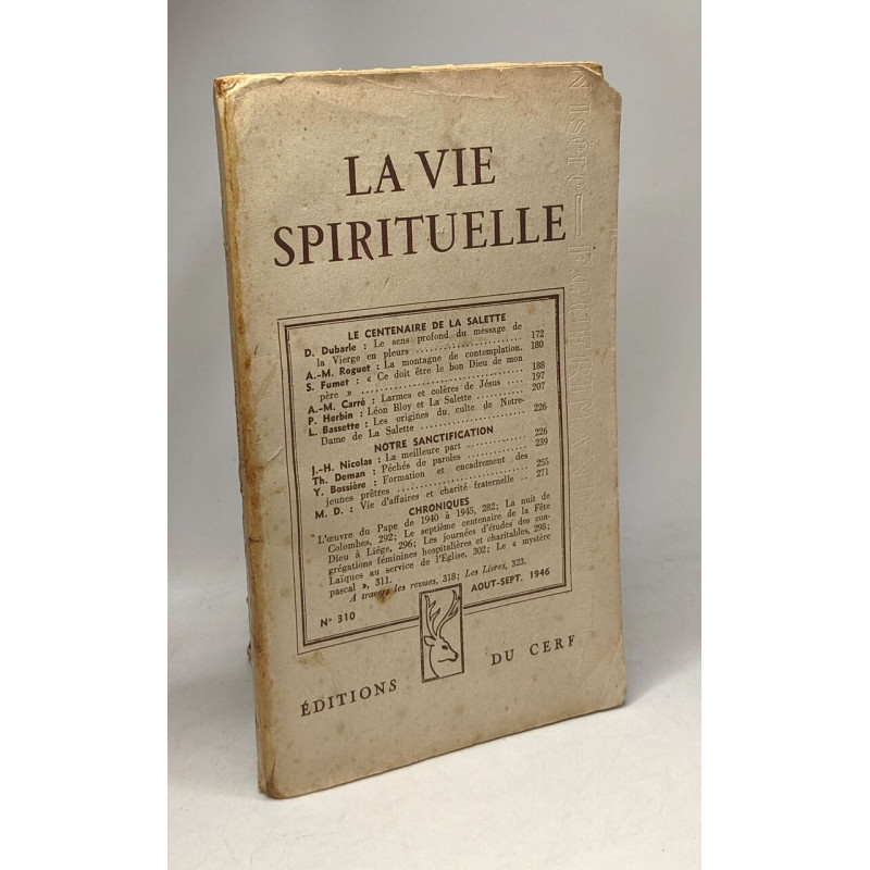 La vie spirituelle n°310 --- Août-Septembre 1946 - le centenaire...