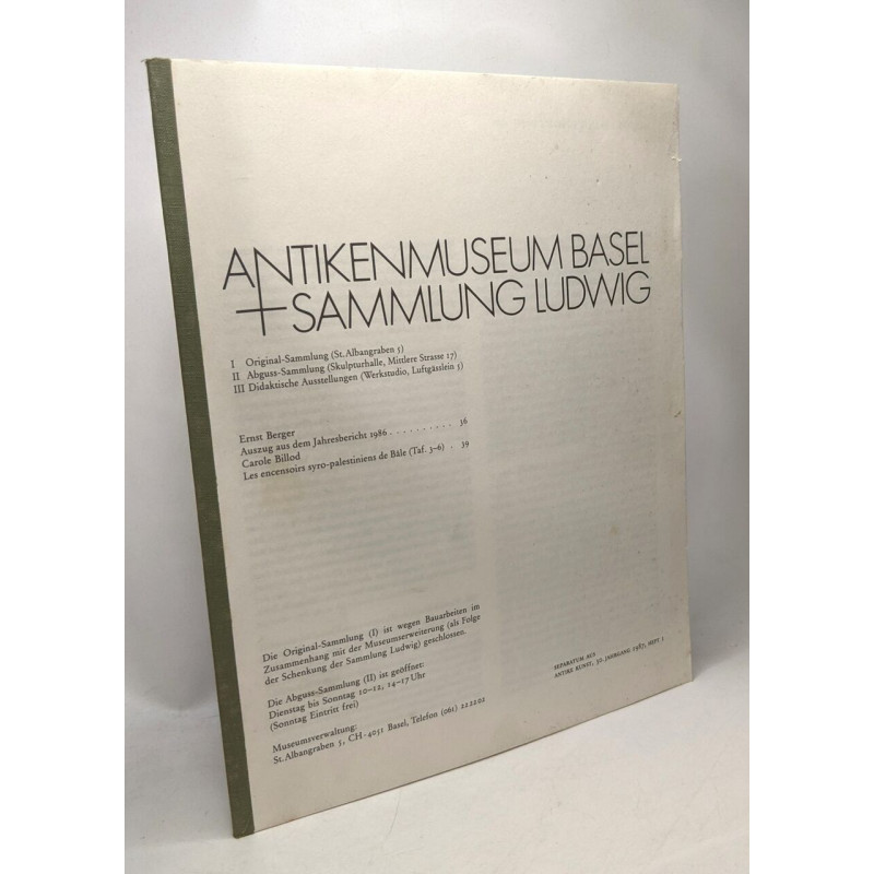 Antikenmuseum basel Sammlung Ludwig - 30. Jahrgang 1987 Heft I