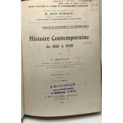 Histoire contemporaine de 1815 à 1920 / Classe de philosophie et...