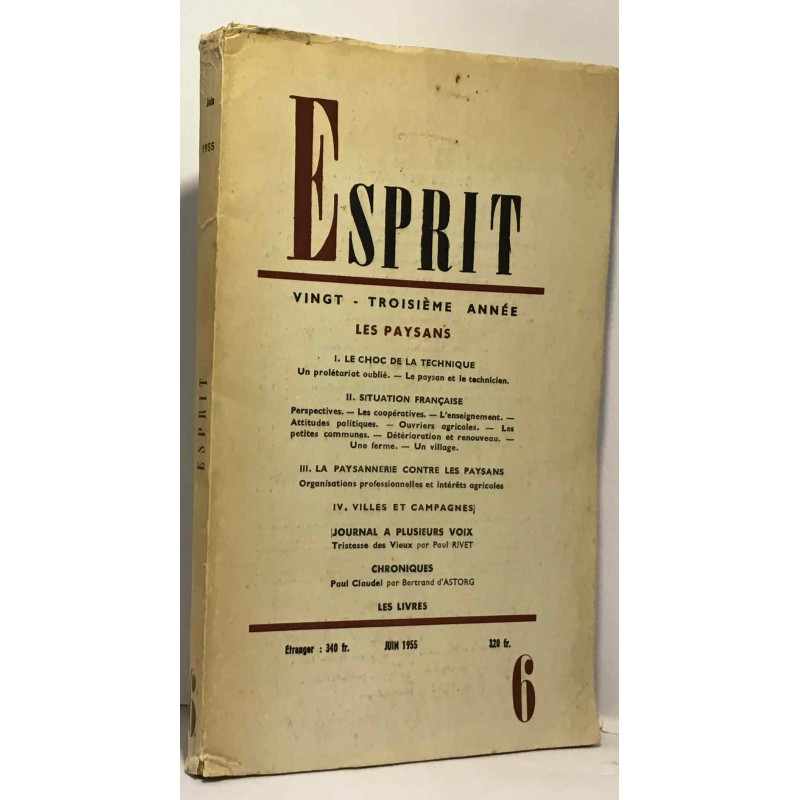 Les paysans - Esprit - 23e année n°6 juin 1955