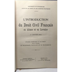 L'introduction du droit civil français en Alsace et en Lorraine...