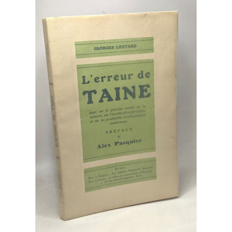 L'erreur de Taine - préface d'Alex Pasquier