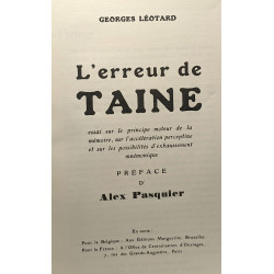 L'erreur de Taine - préface d'Alex Pasquier