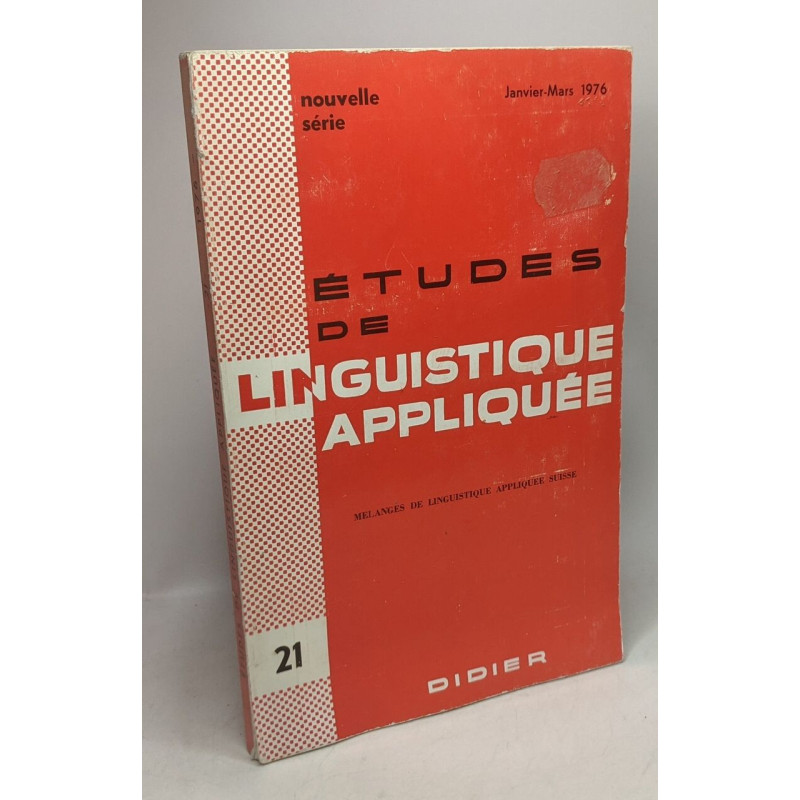 Études de linguistique appliquée - mélanges de linguistique...