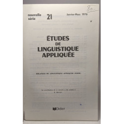 Études de linguistique appliquée - mélanges de linguistique...