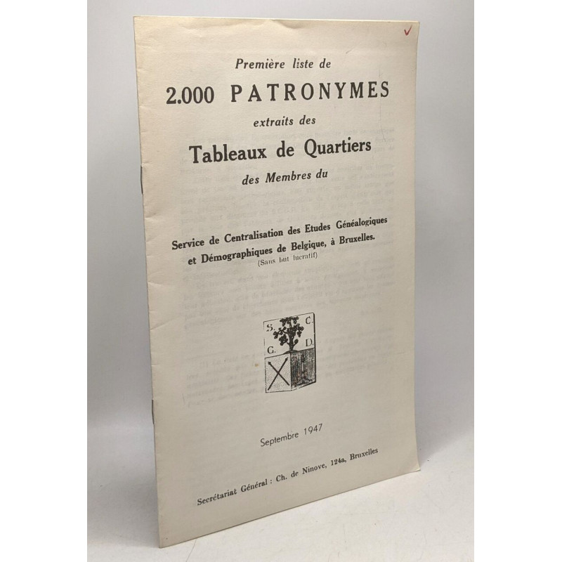 Première liste de 2000 patronymes extraits des tableaux de...