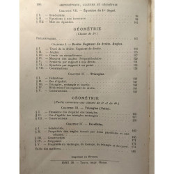 Arithmétique algèbre et géométrie - classe de cinquième première...
