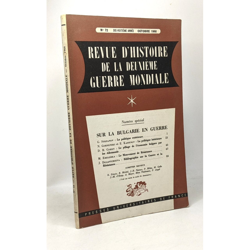 Revue d'Histoire de la deuxième guerre mondiale - N°72 octobre...