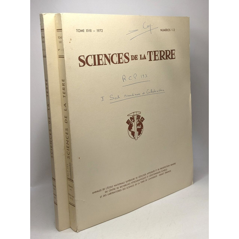 Sciences de la Terre - N°1-2 + N°3 - TOME XVII - annales de...
