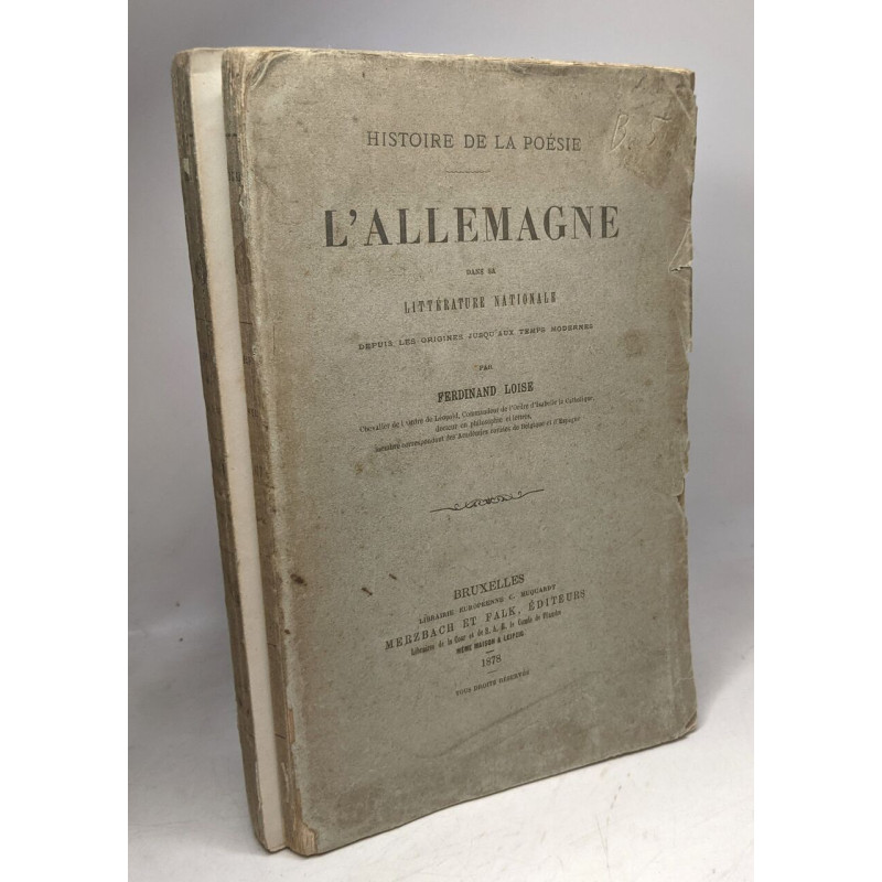 L'allemagne dans sa littérature nationale - Histoire de la poésie