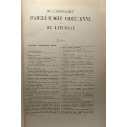 Dictionnaire d'archéologie chrétienne et de liturgie TOME NEUVIEME...